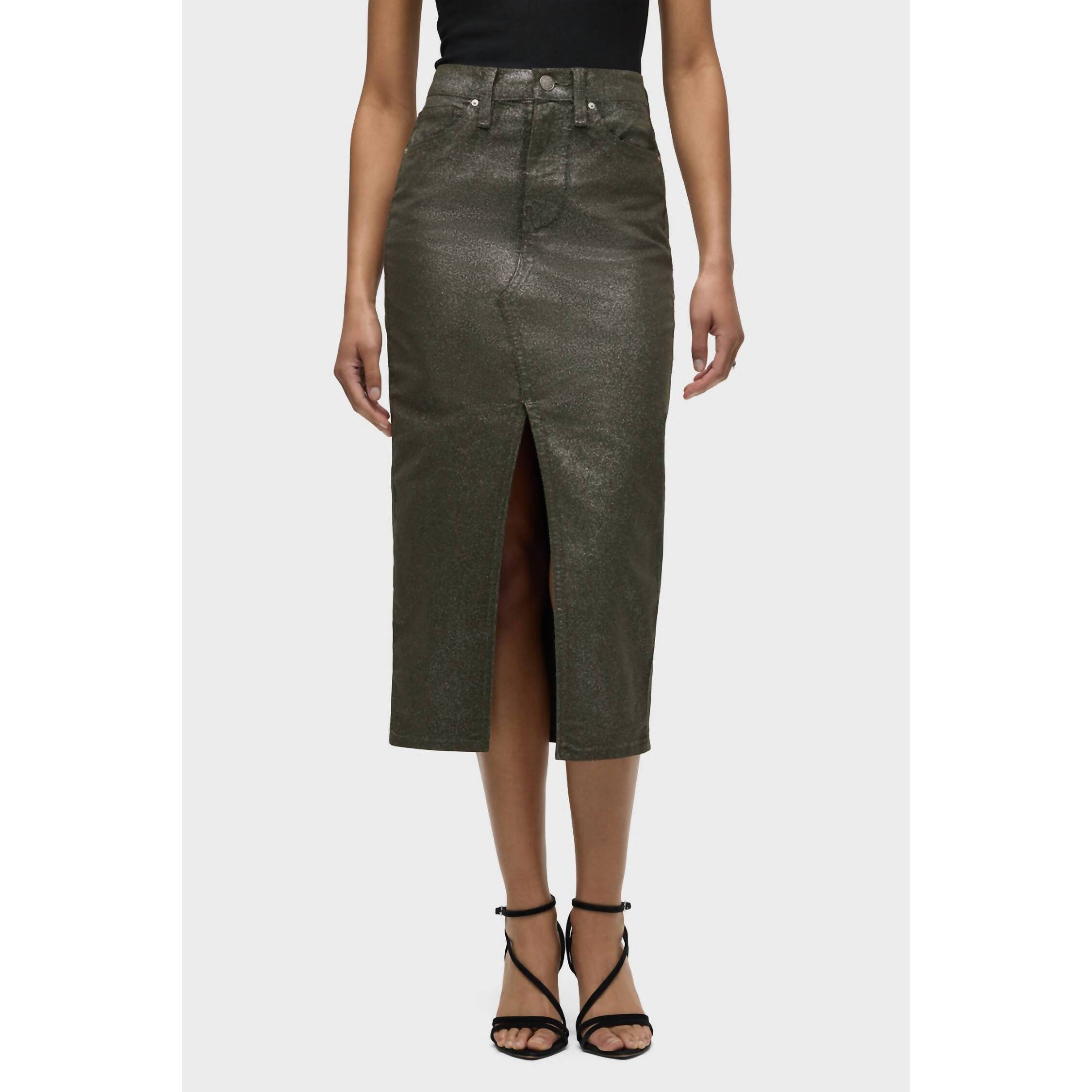 New Hudson Reconstructed Midi Skirt In Cypress Glitter